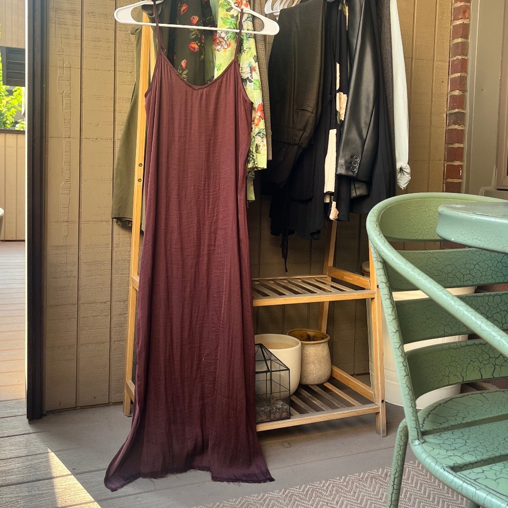 Aerie Spaghetti Strap Maxi Dress in Dark Red